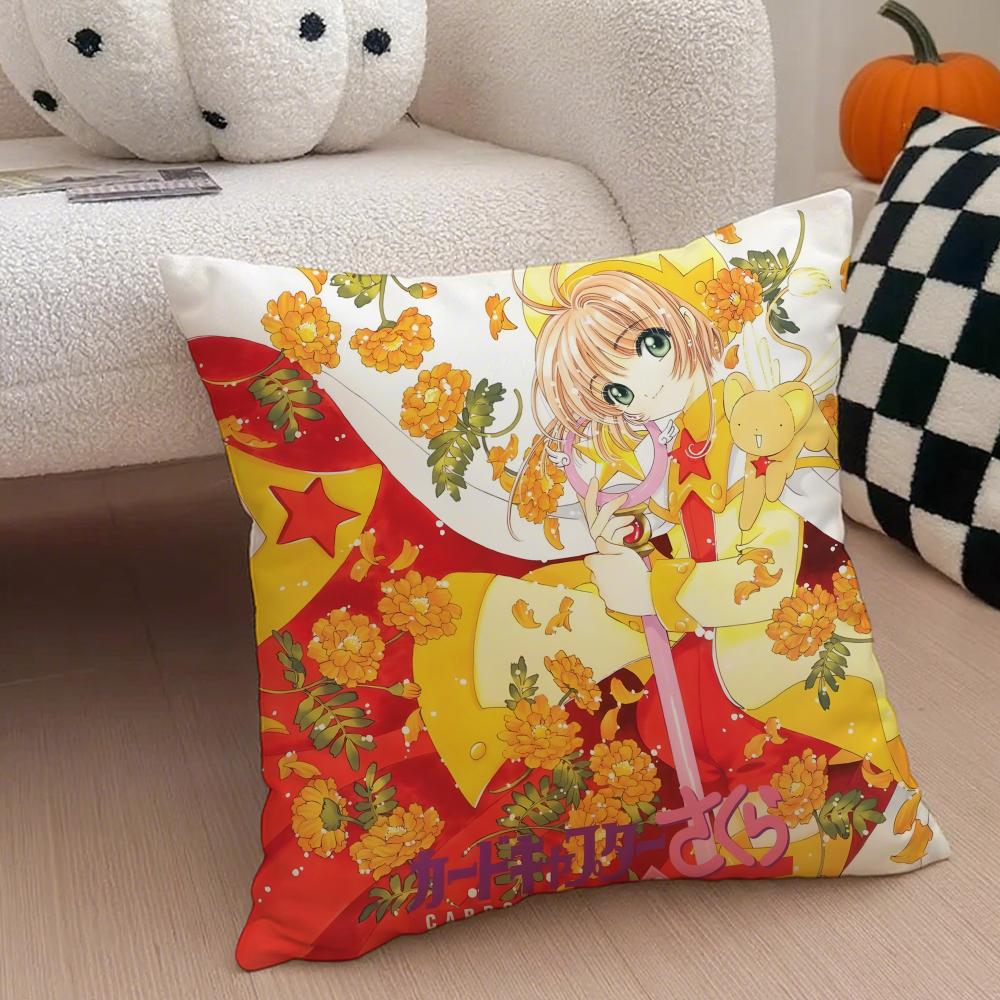 Anime C-Cardcaptor S-Sakura Pillow Case Anti-dustmite Pillowcase Invisible Zipper Silky Short Plush Sofa Cushion Cover