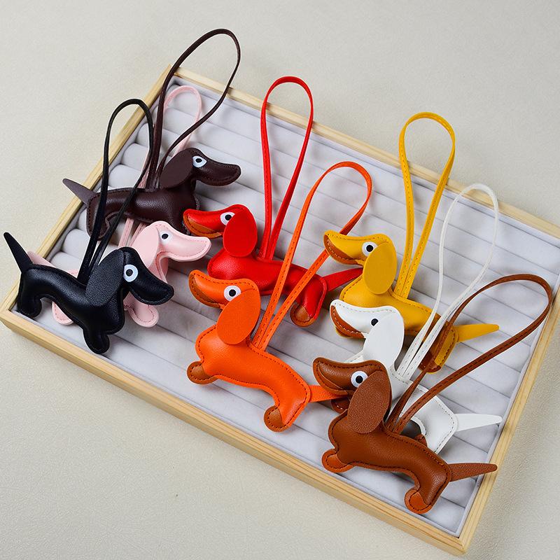 Dopamine Dachshund Pendant Bag Versatile Pendant Niche PU Cute Fashion Puppy Car Keychain Accessories