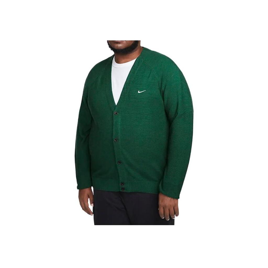 Nike Solid Color Button V-Neck Long Sleeve Knit Sweater Men tops Green DQ6306-341