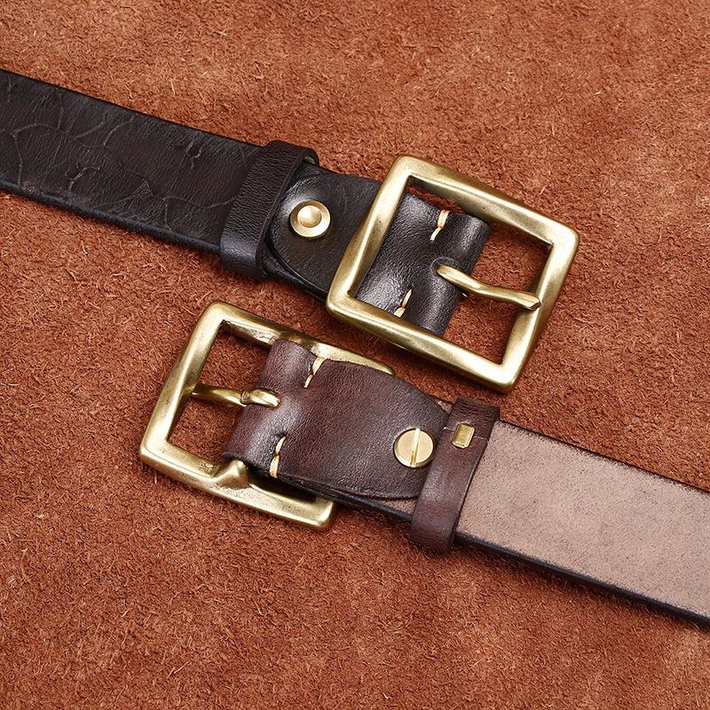 Belt Men's Retro Fashion Personality Niche Ice Crack Leather First Layer Cowhide Youth Jeans Belt