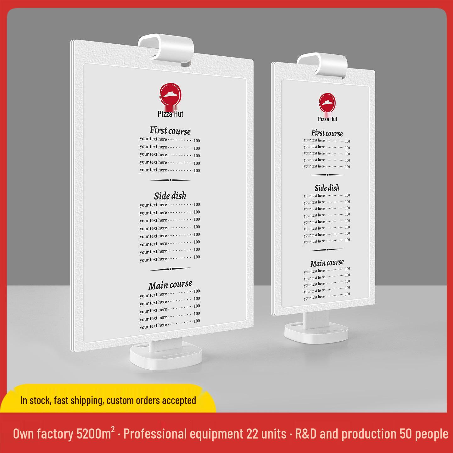 

Double-Sided Flip-Over Table Card Menu Display Stand with Multi-Page Drink and Price List Options White, Double-sided, 100x200mm