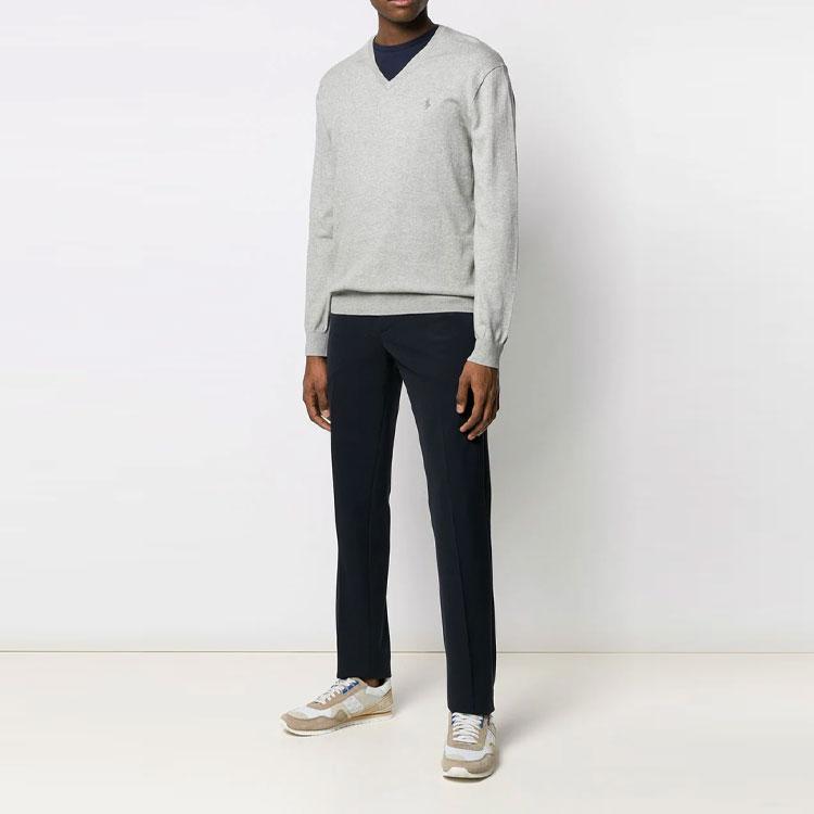 Polo Ralph Lauren Ss22 Logo Embroidered V-Neck Sweater Men sweater Gray 710670789-002