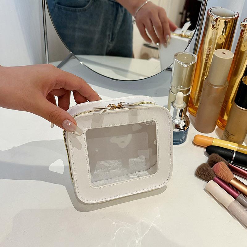 Transparent Cosmetic Bag Simple Fashion Waterproof PVC Toiletry Bag New Makeup Storage Bag Clear Zipper Lipstick Cosmetic Bag