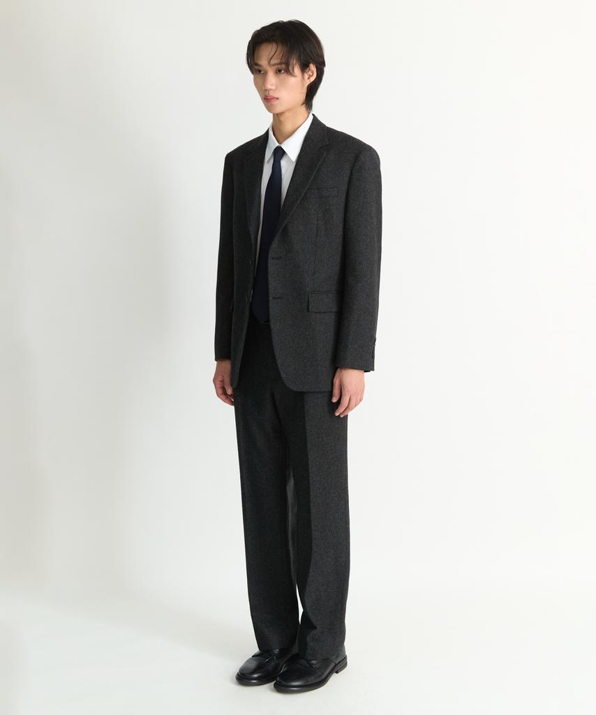 NONBLANK Wool Flannel Semi-Wide Fit Slacks_Dark Grey
