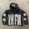 Y2K Grafische Hoodie Met Sterrenprint Losse Pasvorm Lange Mouw Oversized Streetwear Sweatshirt Dames