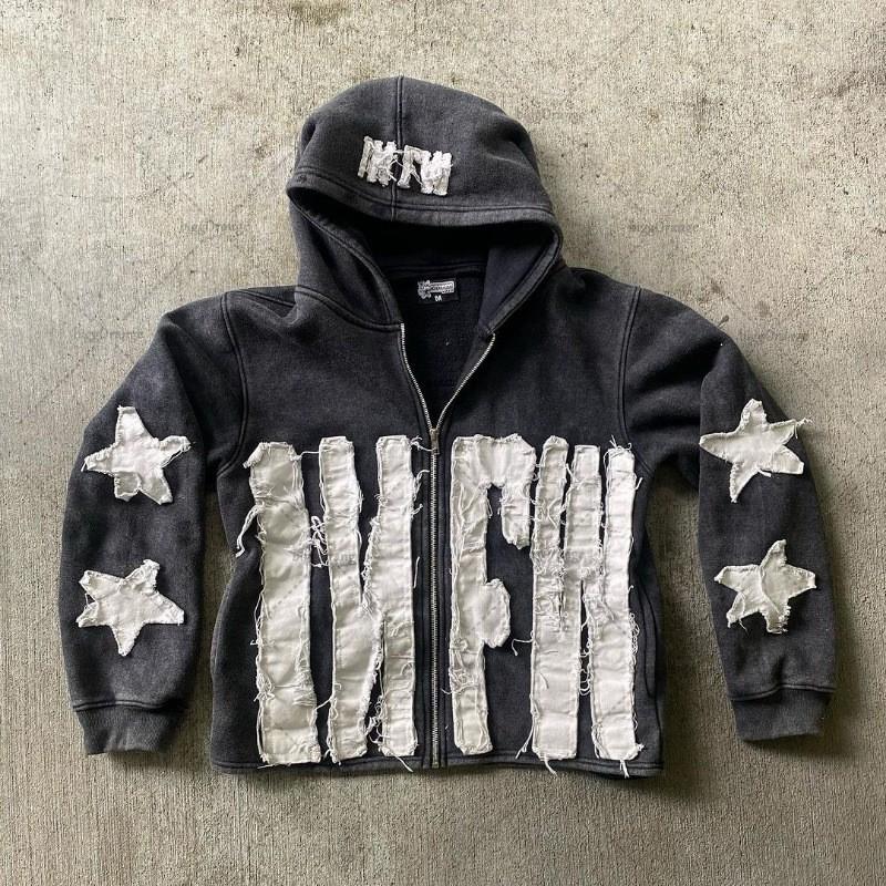 Y2K Oversized Hoodie With 3D Star