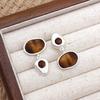 Asymmetrical Stone Retro S925 Silver Dangle Earrings - Versatile Temperament Design for Women