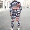 Men Sunflower Skull Flag Print Long Sleeve Sweatshirt And Drawstring Jogger Pants Casual Two Piece Streetwear Outfit