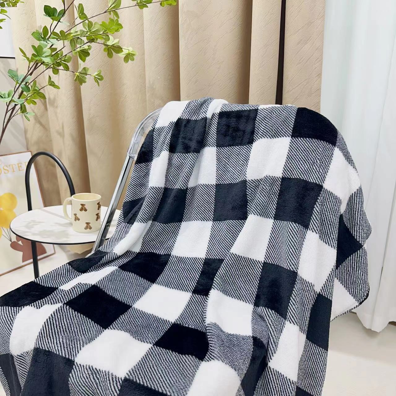 Bärenmuster Druck Warme Isolierte Decken Schlafsaal Arbeitsplatz Nickerchen Decken Sofa Klimaanlage Raum Warm Isoliert Saison Herbst Decken 80x100cm