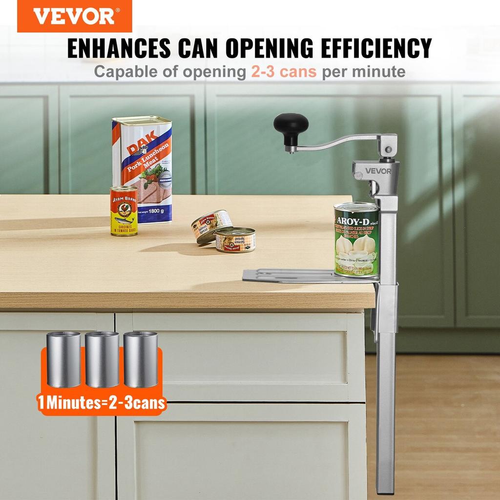 Commercial Can Opener, Heavy-Duty Manual Tabletop Cans Opener for Cans Up to 400 mm Height, Height-Adjustable Professional Can Openers Fixed with