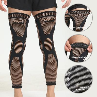 Copper Ion Knee Pads Running Football Pressurized Leg Pads Double Wave-breaking Anti-skid Calf Protection Nylon Extended Protective Gear