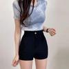 Sommer Hohe Taille Schlank Shorts Frauen Koreanische Enge Elastische Tasche Hüfte Drei-punkt Casual Oberbekleidung Heiße Hosen Weibliche Kleidung