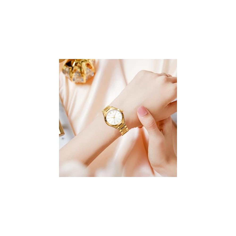 BUREI Women's Analog Quartz Watch Waterproof Stainless Steel Simple Business Style for Commuting