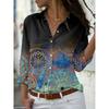 Four Seasons Women's Fashion Shirt New Printed Top Slim Fit Comfortable Women's Button V-neck Casual Loose Long Sleeve Shirt