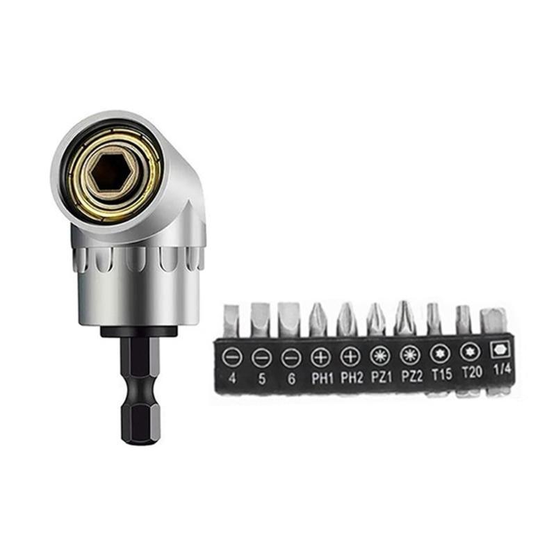 105 Degree Right Angle Driver Drilling and Driving Power Screwdriver Drill Attachment Adapter 1/4inch Hex Quick Changes
