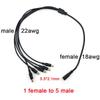 5pcs 70cm Long 1 Female To 5 Way Splitter Male Extend Cable 5.5*2.1mm To Male 18awg Branch 22awg 12V DC Power Supply Adapter