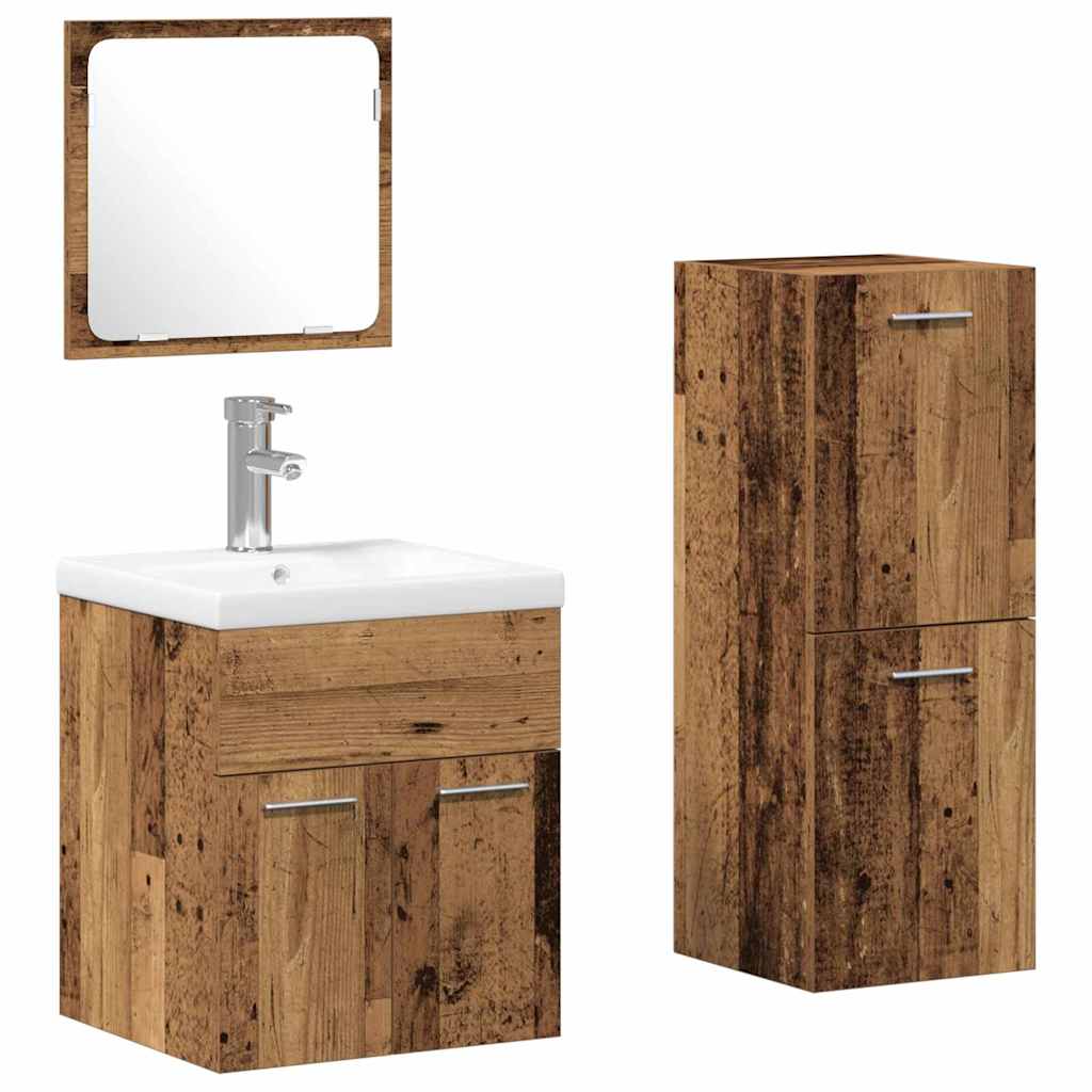 Bathroom Furniture Set 4 Pcs Reclaimed Wood Engineered Wood