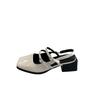 Fashion Fashion Baotou Sandals Spring New Square Head Shallow Mouth Metal Buckle A Line with Soft Sole Non-slip Mid-heel Shoes