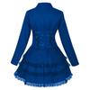 Women Double Breasted Victorian Steampunk Blazer Coat Gothic Tuxedo Tailcoat Jacket with Lace Hem Halloween Wedding Uniform Costume