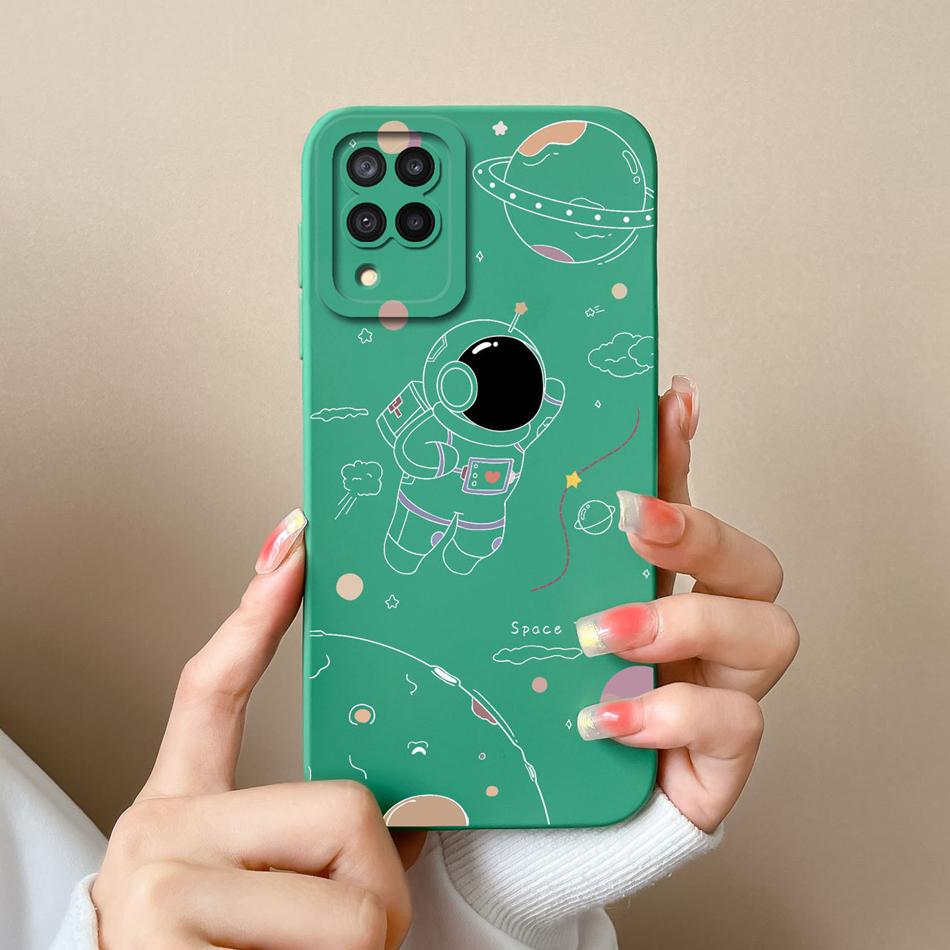 Für Samsung M22 M32 Hülle Bemalte Blumen Upgrade Flüssigsilikon Linsenschutz Handy Rückseite Für Galaxy M 32 M 22 Fundas