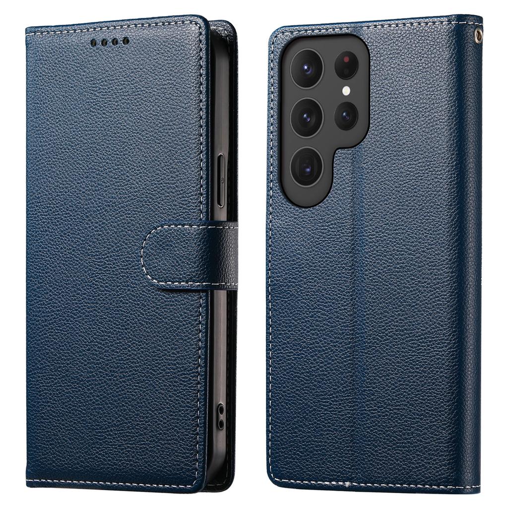 DF-012 For Samsung Galaxy S24 Ultra Case Litchi Texture Leather Wallet Stand Phone Cover