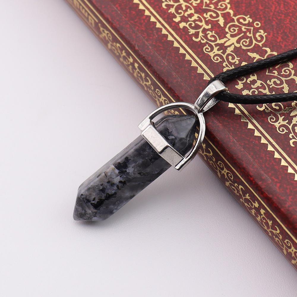 Handmade Amethyst & Rose Quartz Hexagonal Pendant Necklace N760