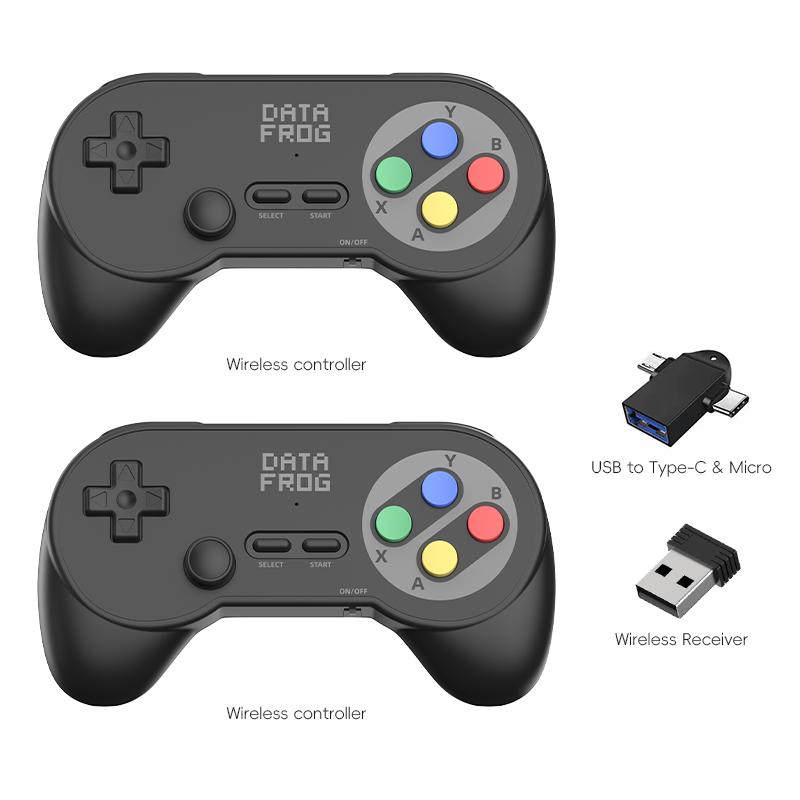 Retro Wireless Gamepad with Dual Receiver, Classic Controller for PC DInput, Android, Arcade Emulators