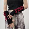 Solid Color Bow Knitted Gloves Y2k Wool Sleeve Cuff Elastic Fingerless Gloves  Ladies
