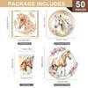50Pcs Horse Theme Birthday Party Tableware Set with Paper Plates, Cups, Napkins for Holiday Celebration (No FDA)