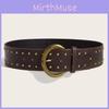 Leather Rivet Punkinspired Belt With Double Row Stitching Urban Outfits Style