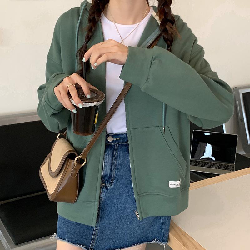 Korean Loose Long Sleeve Cardigan Hoodie - Women's Spring/Autumn College Style Top.