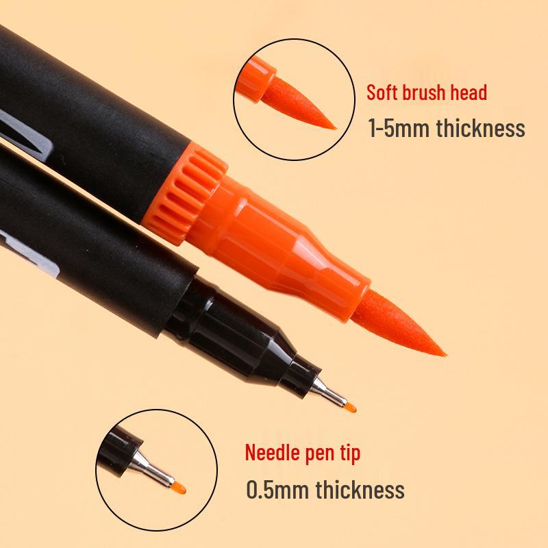 Giorgione Double-Ended Water-Based Fineliner Brush Pens: 24 & 80 Washable Colors