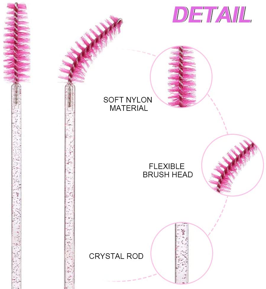 Portable Micro Nylon Eyelash Mascara Wand Lash Spoolies Brush Cosmetic Tools for Eye &  Makeup Minimum Order 50pcs