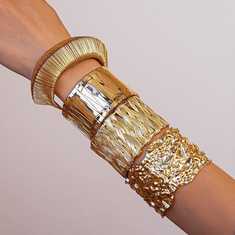 Punk Metal Bracelets For Women Men Geometric Cuff Bangles Personality Exaggerated Hand Jewelry