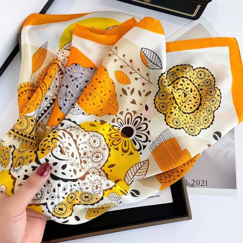 New small silk scarf women's 71 square scarf spring and autumn summer with shirt neck protector scarf professional flight attendant thin scarf