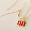 Elegant Christmas Red Enamel Gold-Plated Necklace - Creative Clavicle Chain Design