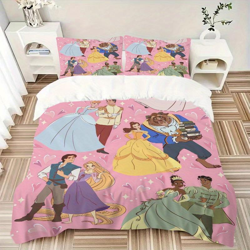 3pcs Disney Princesses & Prince Bedding Set, Including 1 Quilt Cover and 2 Pillow Shams, Without Filling, Soft and Comfortable Home Bedroom B033