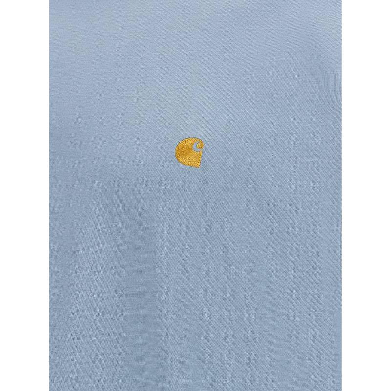 Carhartt WIP Besticktes Logo Unifarbener Rundhalsausschnitt Langarm-T-Shirt Herren Oberteile Blau I026392-2MY-XX