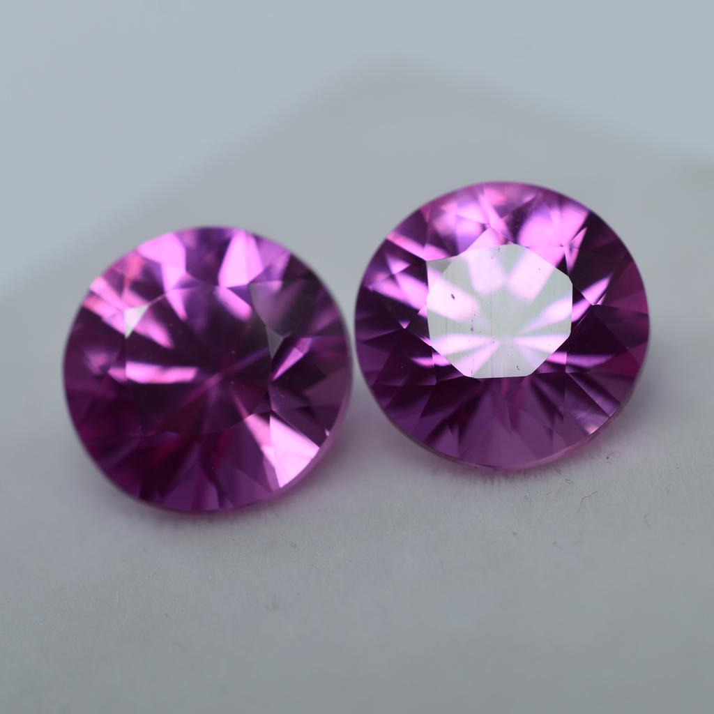 19.13 Ct Natural Pink Sapphire Round Cut CERTIFIED Pair Loose Gemstone Ceylon am-0061