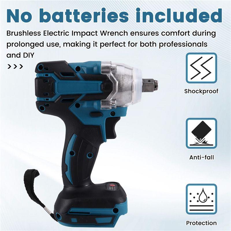 Easy Use 350N.M Electric Brushless Impact Wrench Brushless Cordless Electric Wrench For 21V Battery Power Tools