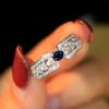New Imitation Sapphire Ring, Full of Diamonds Inlaid with Zircon Ring, Elegant Light Luxury Jewelry, Popular Women's Accessories