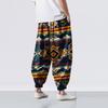 Imprimeu stil etnic - Pantaloni casual cu picior larg, pantaloni casual largi pentru bărbați