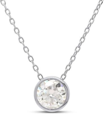 1karátový 6,5mm moissanitový diamantový solitérní náhrdelník pro ženy 14K bílé zlato na 925 mincovním stříbře ručně vyrobený přívěsek