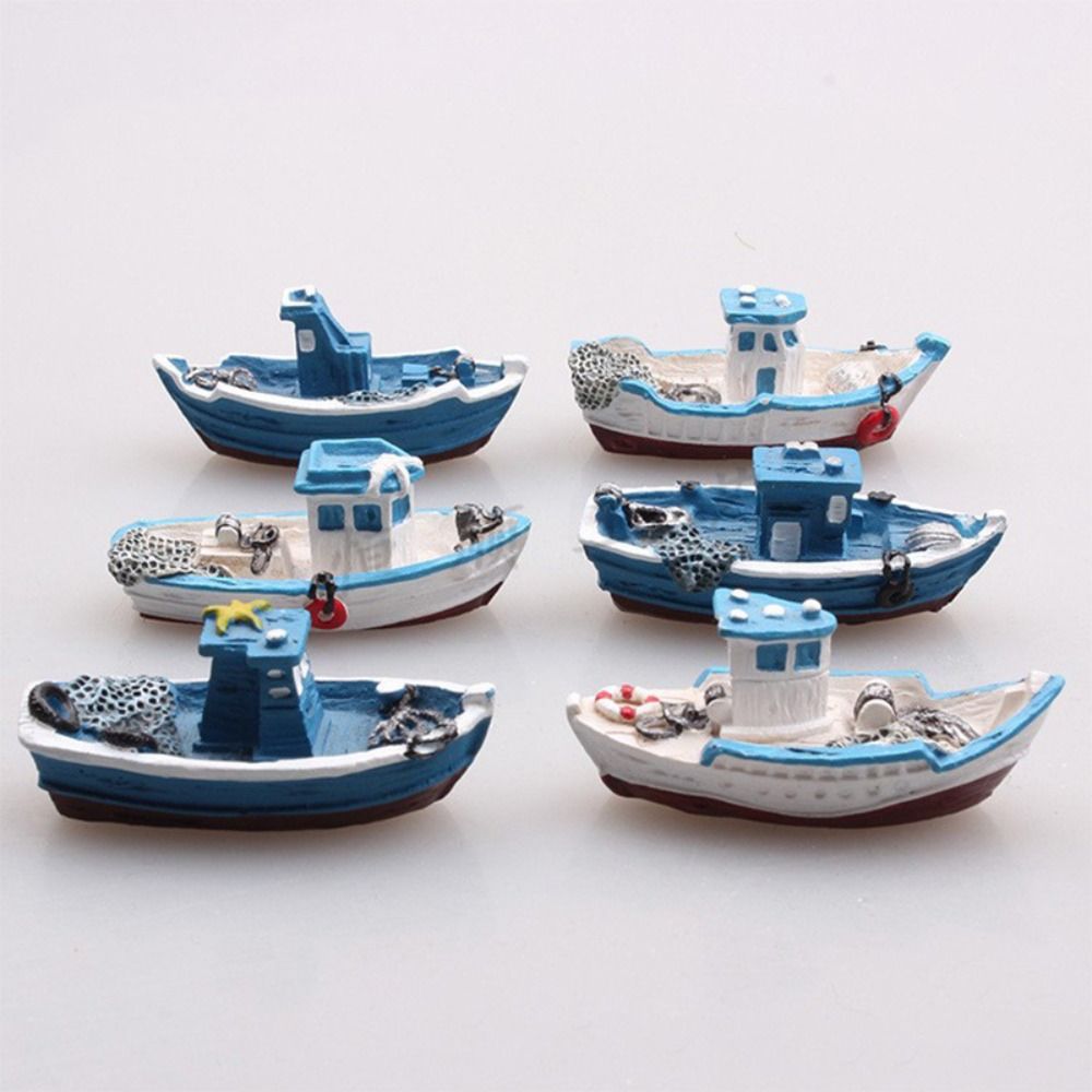 Micro Landscape DIY Aquarium Fishing Boat Yacht Boat Boat Model Tabletop Ornaments Fishing Ship Toy