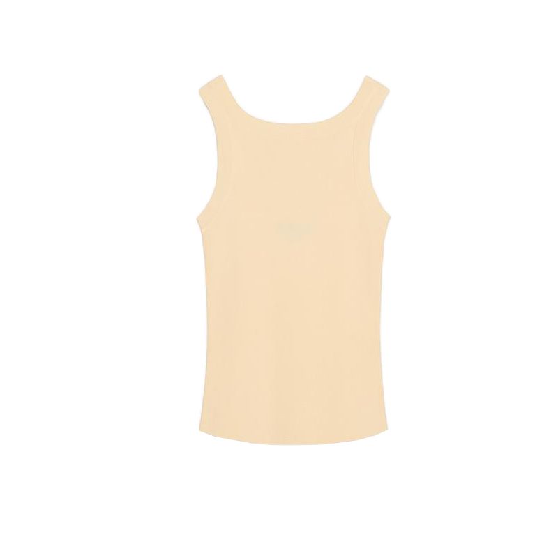 Spring and Summer Women's Clothing Ins Style Silm All-Matching Wide Shoulder Strap round Neck Minimalist Pure Color Knitting Tops 3519018