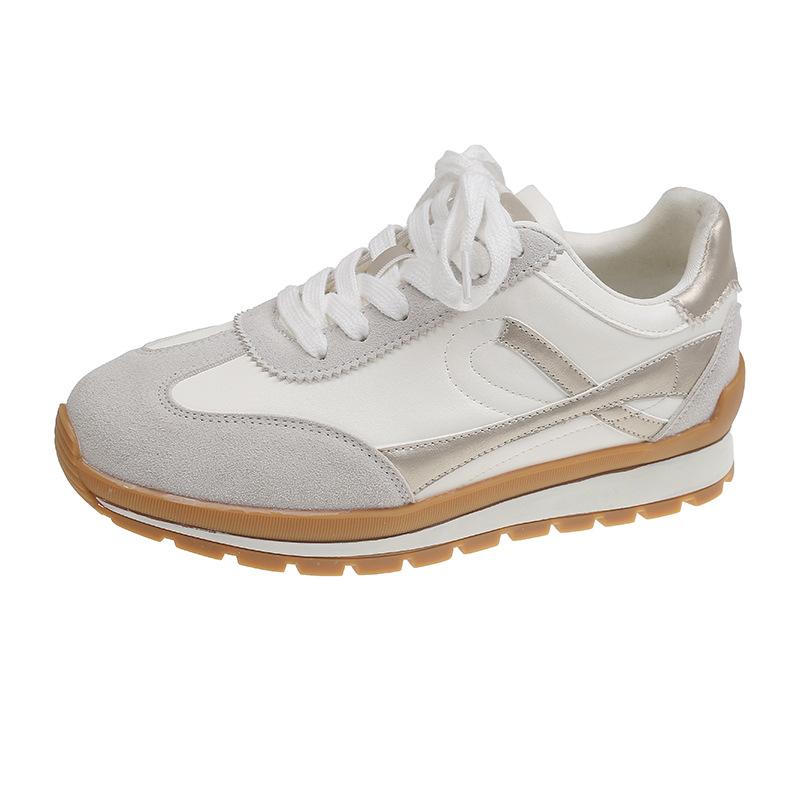 

Leather retro Forrest Gump shoes women s 2025 autumn new platform sports leisure jogging shoes fashion versatile German training shoes 40 белого золота