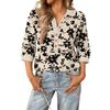 Haut floral d'été à la mode et décontracté pour femmes avec col en V, patchwork et manches trois-quarts