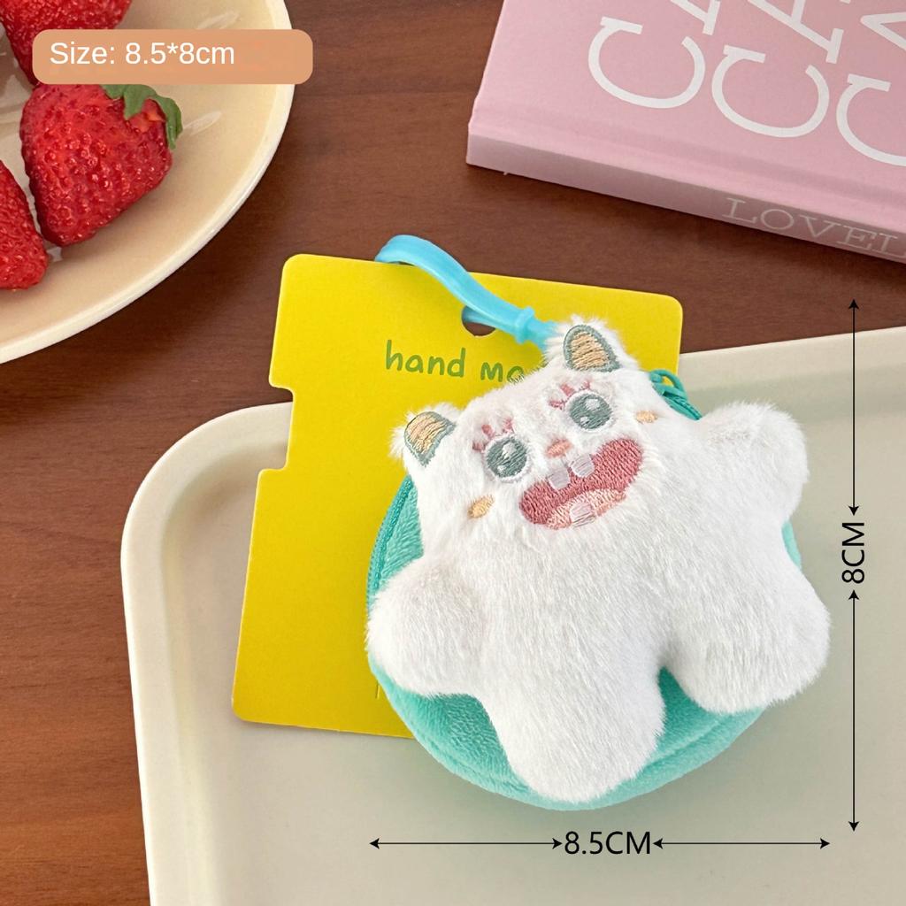 New Cute Plush Mini Wallet Girl Decorative Pendant Creative Cartoon Earphone Storage Bag Hanging Decoration