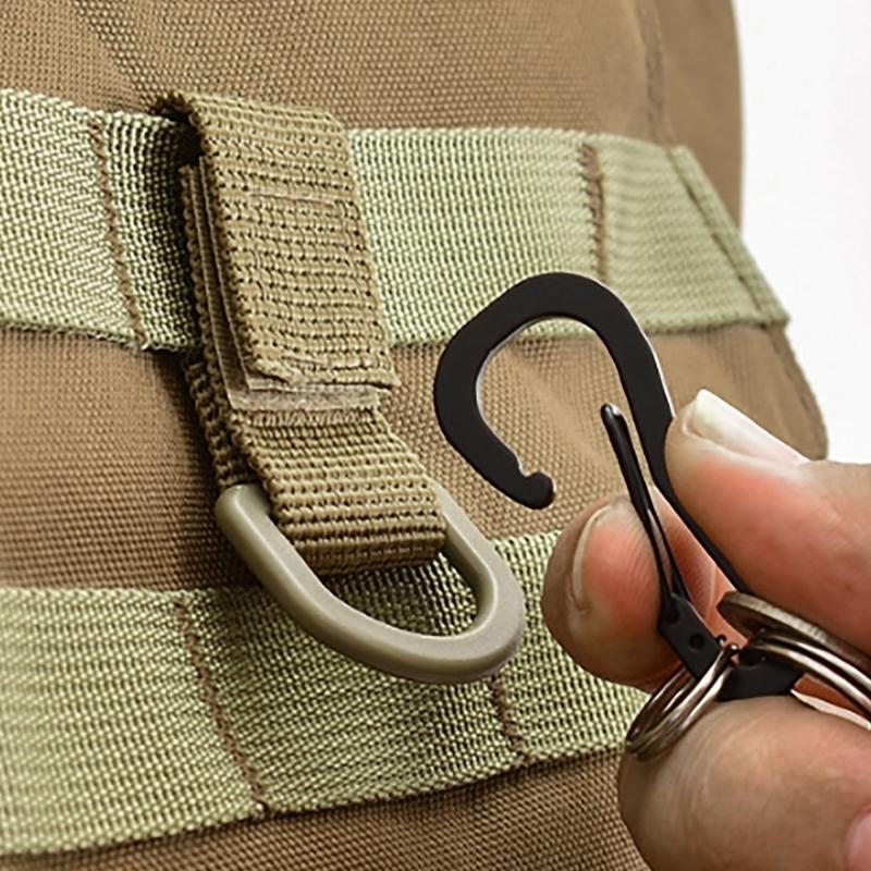 D-Rings Clip with Hook for Backpacks Accessory Tactic Webbing Attachment Strap D-Rings Adaptor for Bag Waist Key Holder