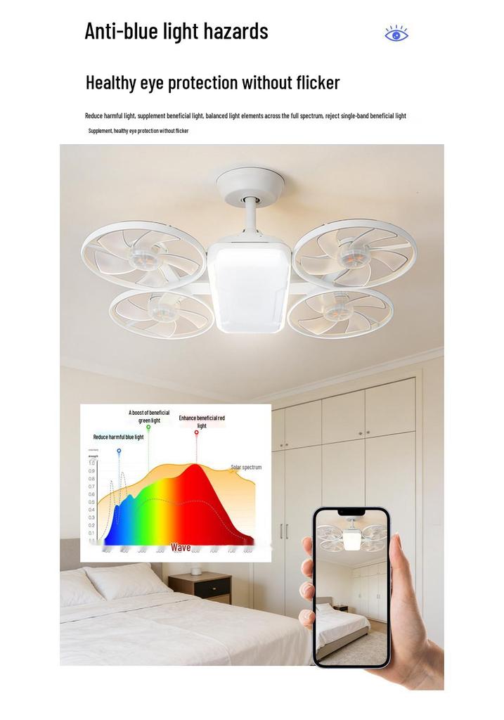 Cross-border Foldable LED Ceiling Fan Light with E27 Base and Four Blades